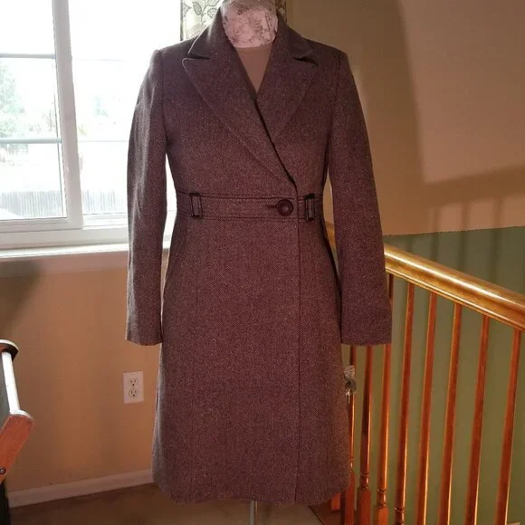 DKNY Brown Wool Blend Coat, sz 6 - Picture 2 of 12